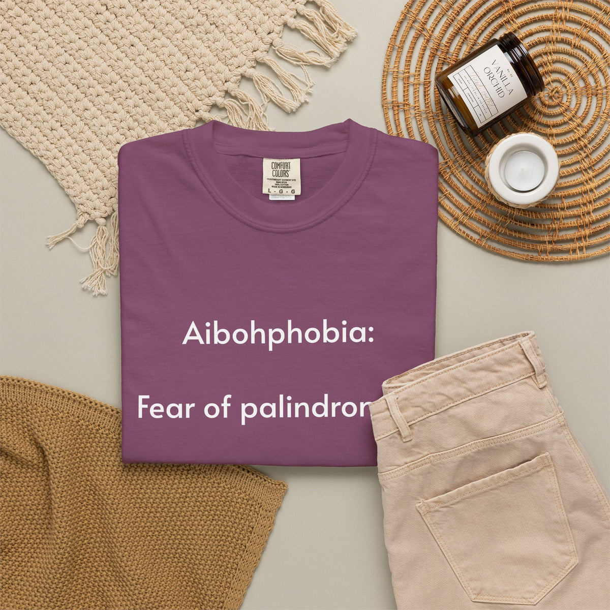 T-Shirt — "Aibohphobia: Fear of palindromes." Funny Wordplay Tee