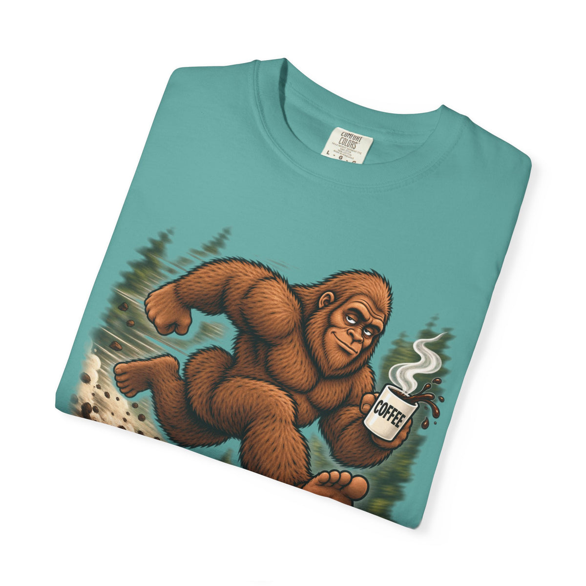 Bigfoot Runs on Coffee – Funny Sasquatch T-Shirt
