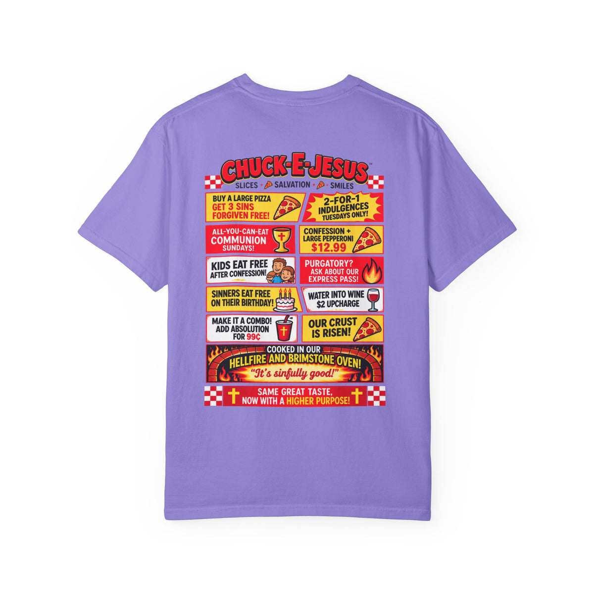 Chuck-E-Jesus – Christ What a Pizza! Funny Graphic T-Shirt
