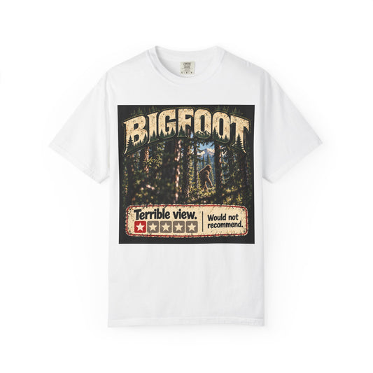 Bigfoot Woodland Graphic T-Shirt — "Terrible View. Would Not Recommend."
