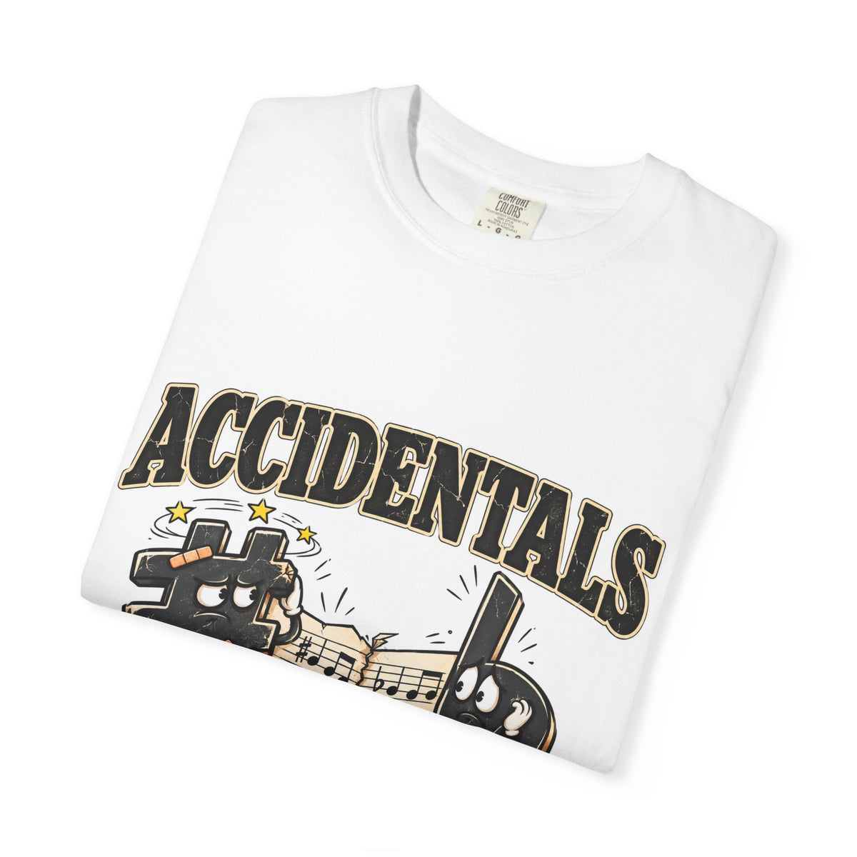 Accidentals Happen T-Shirt — Music Note Cartoon Graphic Tee