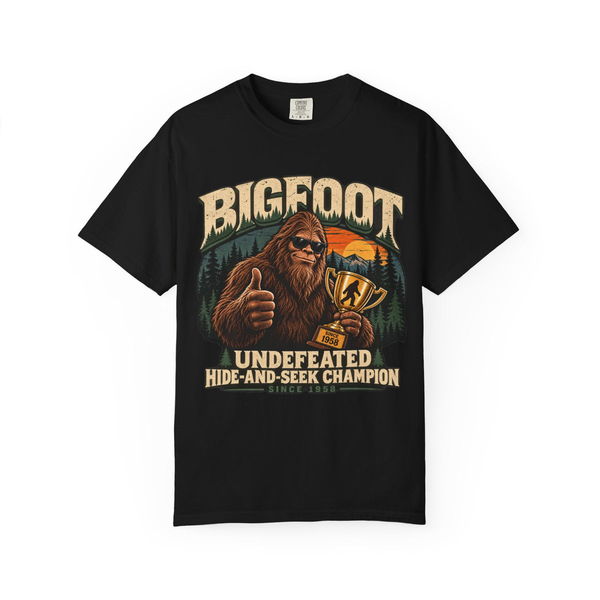 Bigfoot: Undefeated Hide-and-Seek Champion – Funny Sasquatch T-Shirt