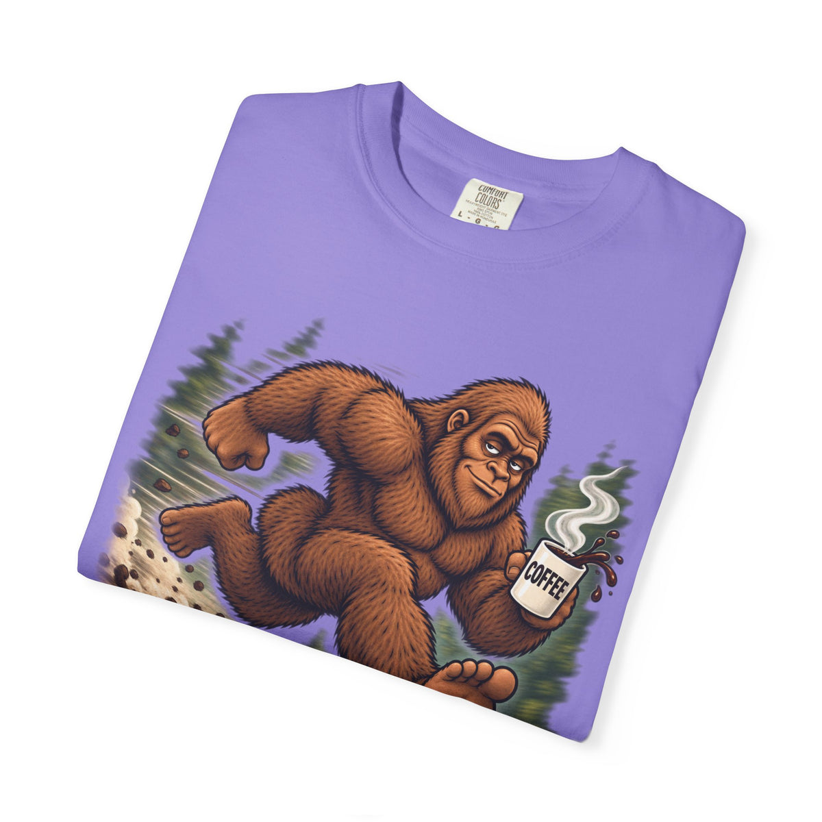 Bigfoot Runs on Coffee – Funny Sasquatch T-Shirt