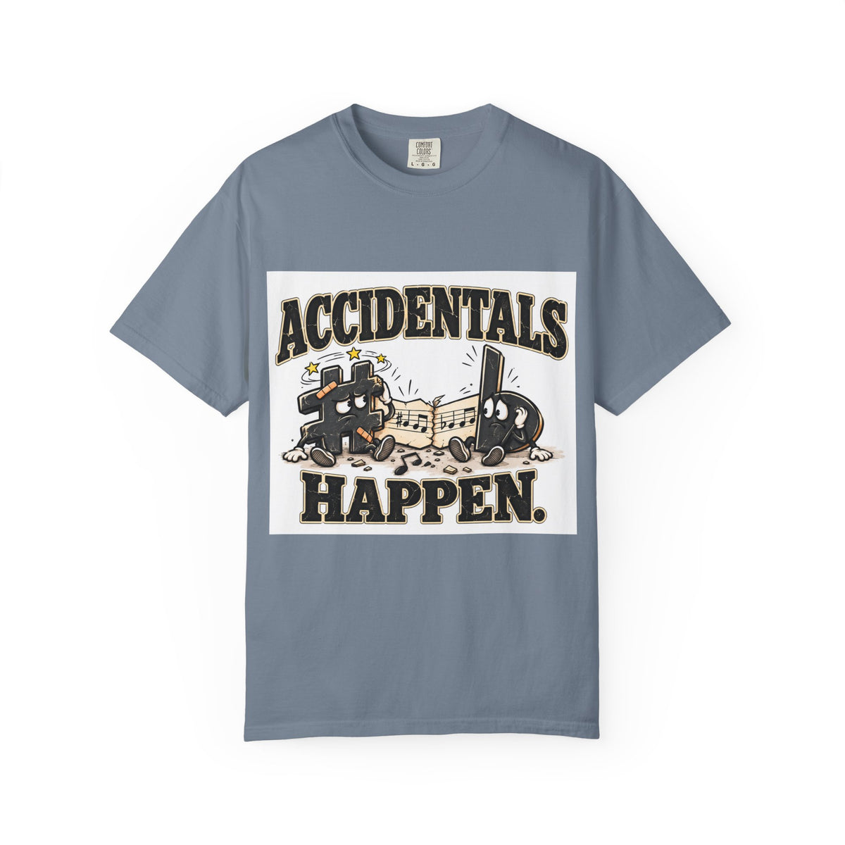 Accidentals Happen T-Shirt — Music Note Cartoon Graphic Tee