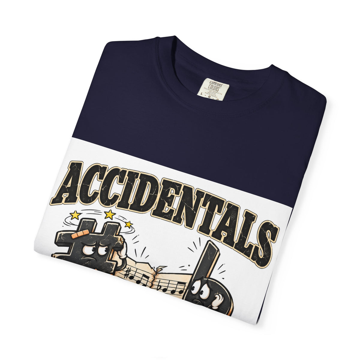 Accidentals Happen T-Shirt — Music Note Cartoon Graphic Tee