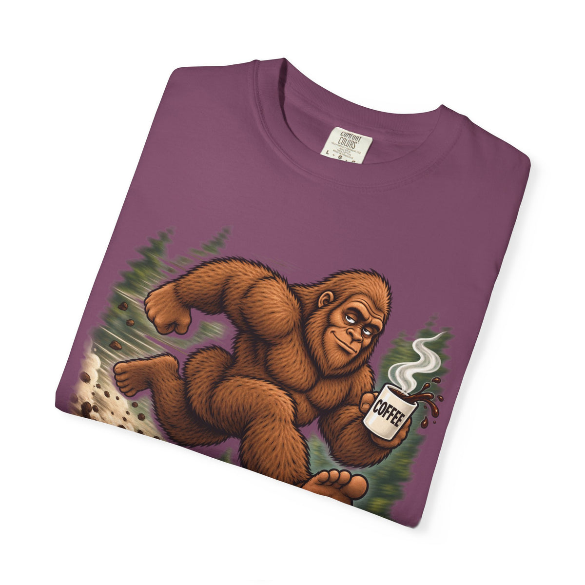 Bigfoot Runs on Coffee – Funny Sasquatch T-Shirt