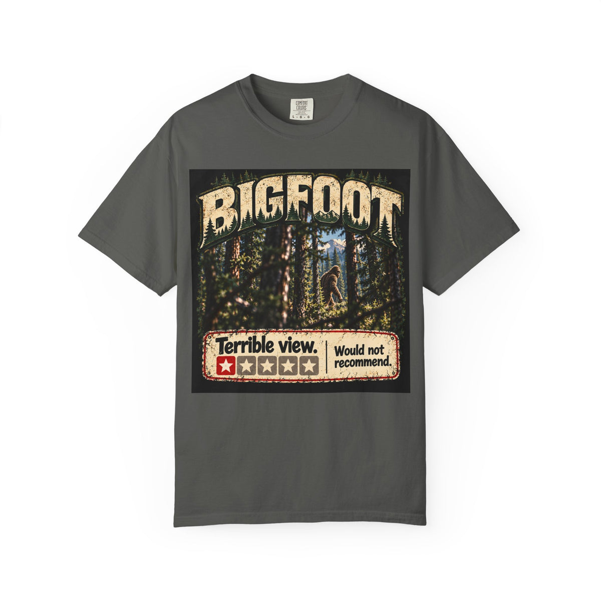 Bigfoot Woodland Graphic T-Shirt — "Terrible View. Would Not Recommend."