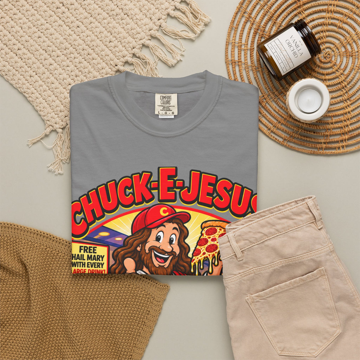 Chuck-E-Jesus – Christ What a Pizza! Funny Graphic T-Shirt