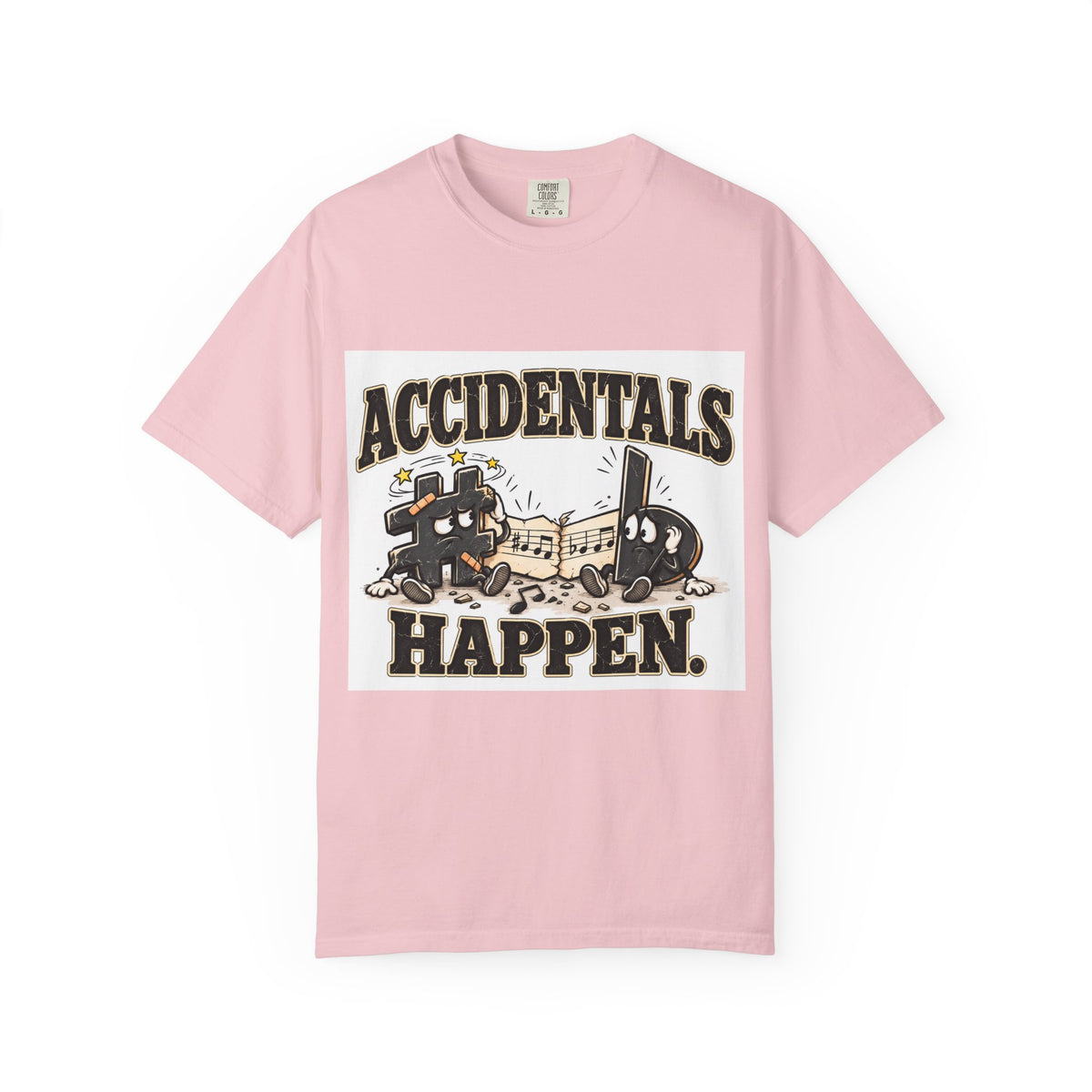 Accidentals Happen T-Shirt — Music Note Cartoon Graphic Tee