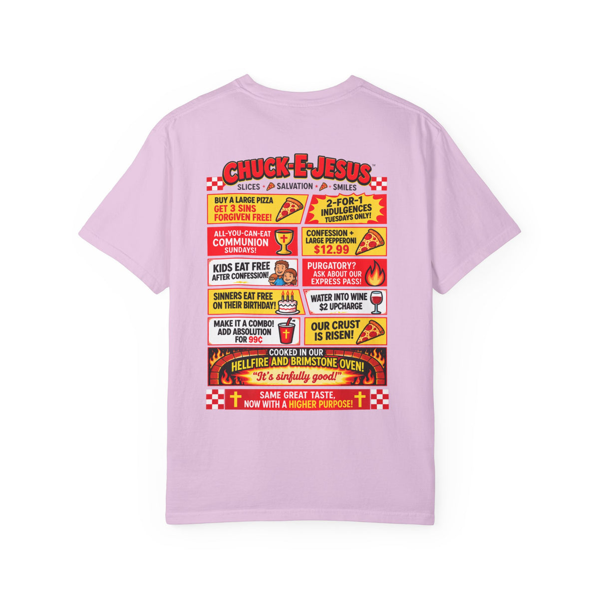 Chuck-E-Jesus – Christ What a Pizza! Funny Graphic T-Shirt