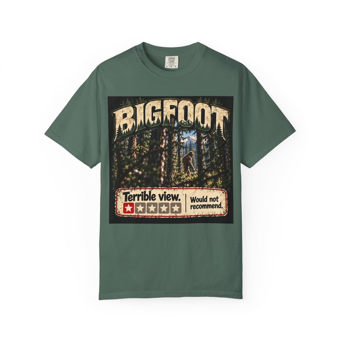 Bigfoot Woodland Graphic T-Shirt — "Terrible View. Would Not Recommend."