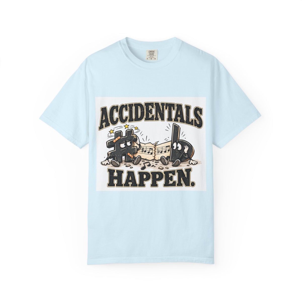 Accidentals Happen T-Shirt — Music Note Cartoon Graphic Tee