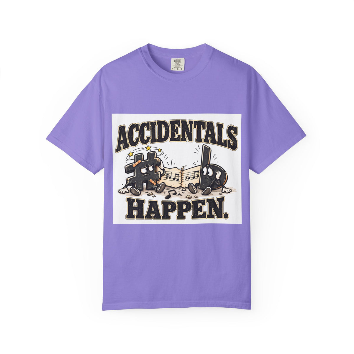 Accidentals Happen T-Shirt — Music Note Cartoon Graphic Tee