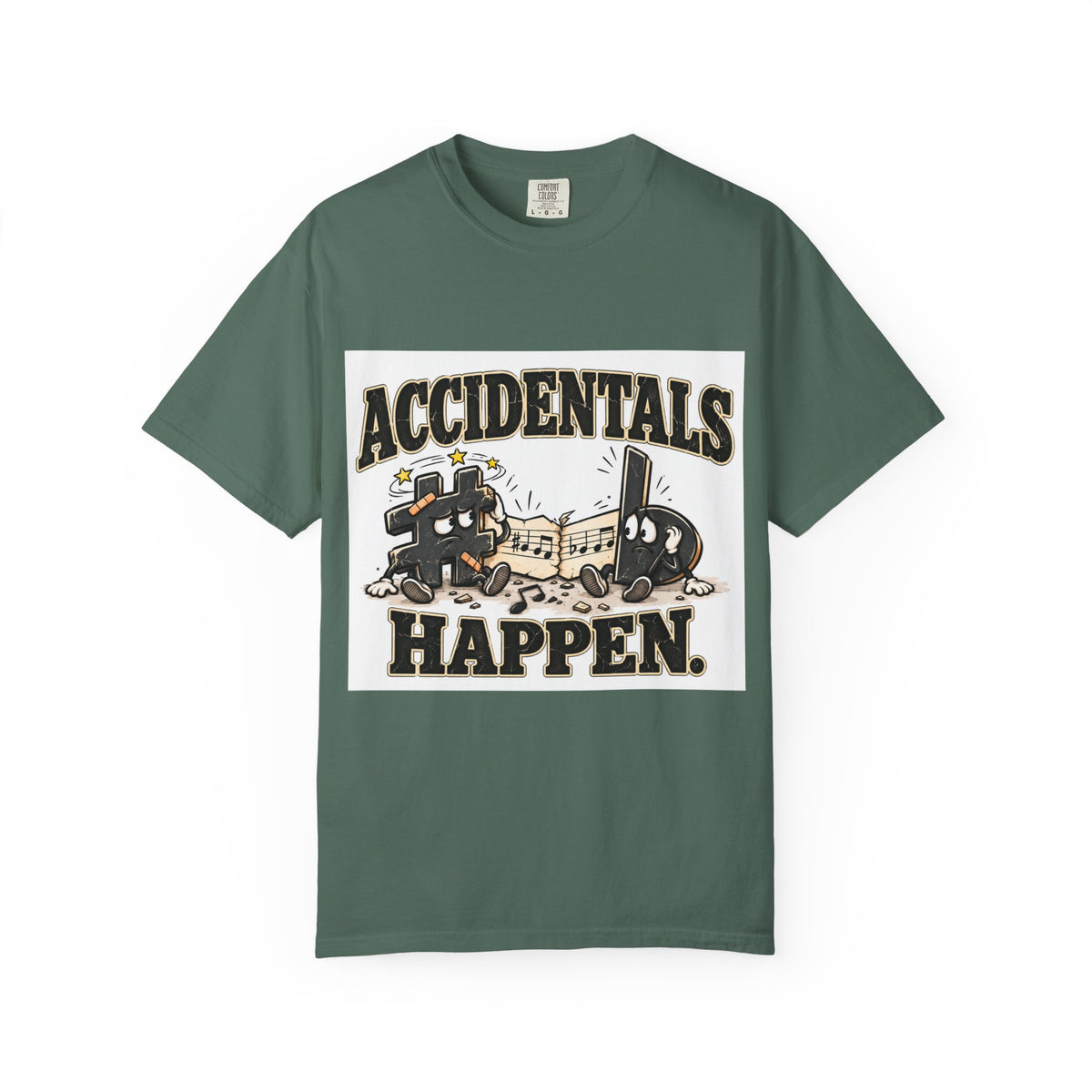 Accidentals Happen T-Shirt — Music Note Cartoon Graphic Tee