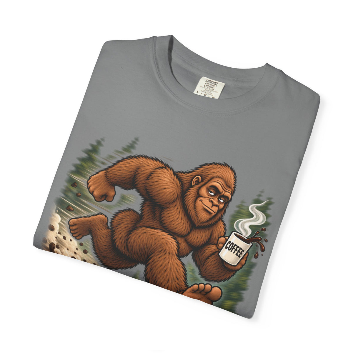 Bigfoot Runs on Coffee – Funny Sasquatch T-Shirt