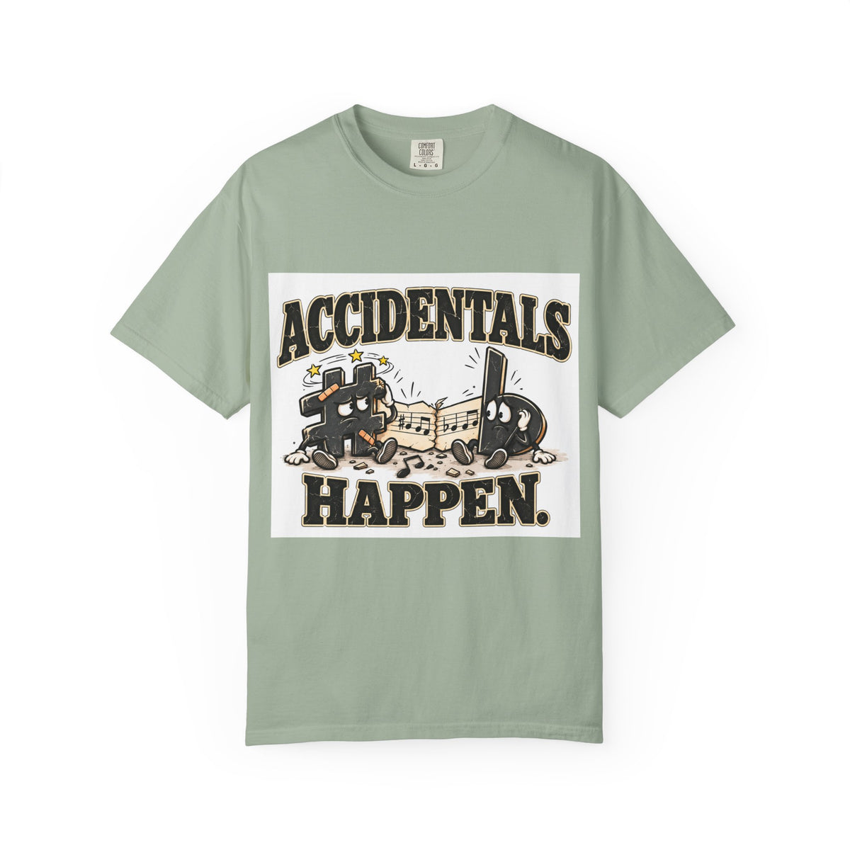 Accidentals Happen T-Shirt — Music Note Cartoon Graphic Tee