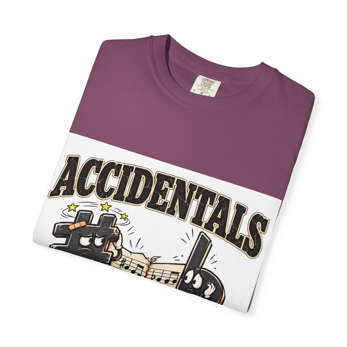 Accidentals Happen T-Shirt — Music Note Cartoon Graphic Tee