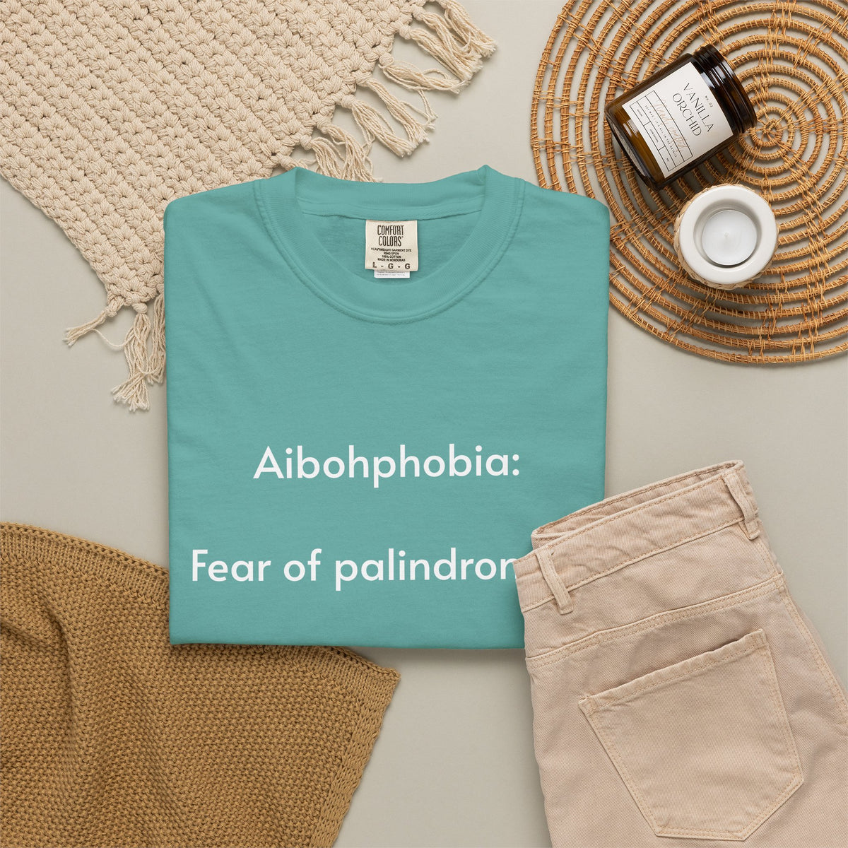 T-Shirt — "Aibohphobia: Fear of palindromes." Funny Wordplay Tee