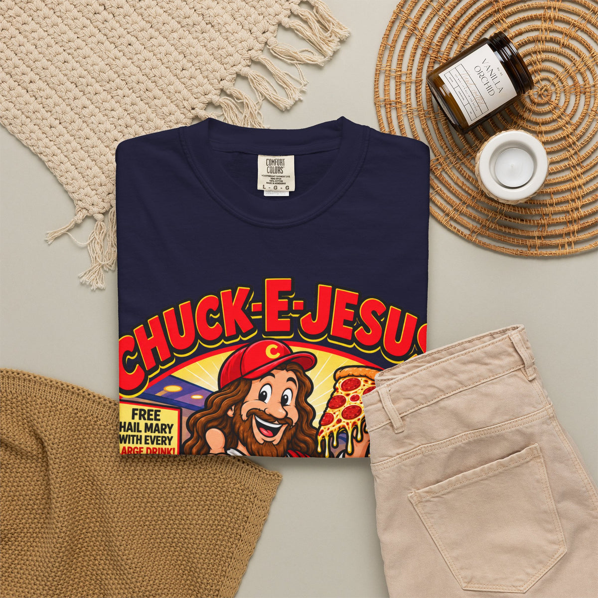 Chuck-E-Jesus – Christ What a Pizza! Funny Graphic T-Shirt