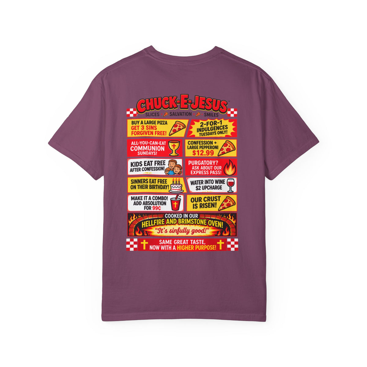 Chuck-E-Jesus – Christ What a Pizza! Funny Graphic T-Shirt
