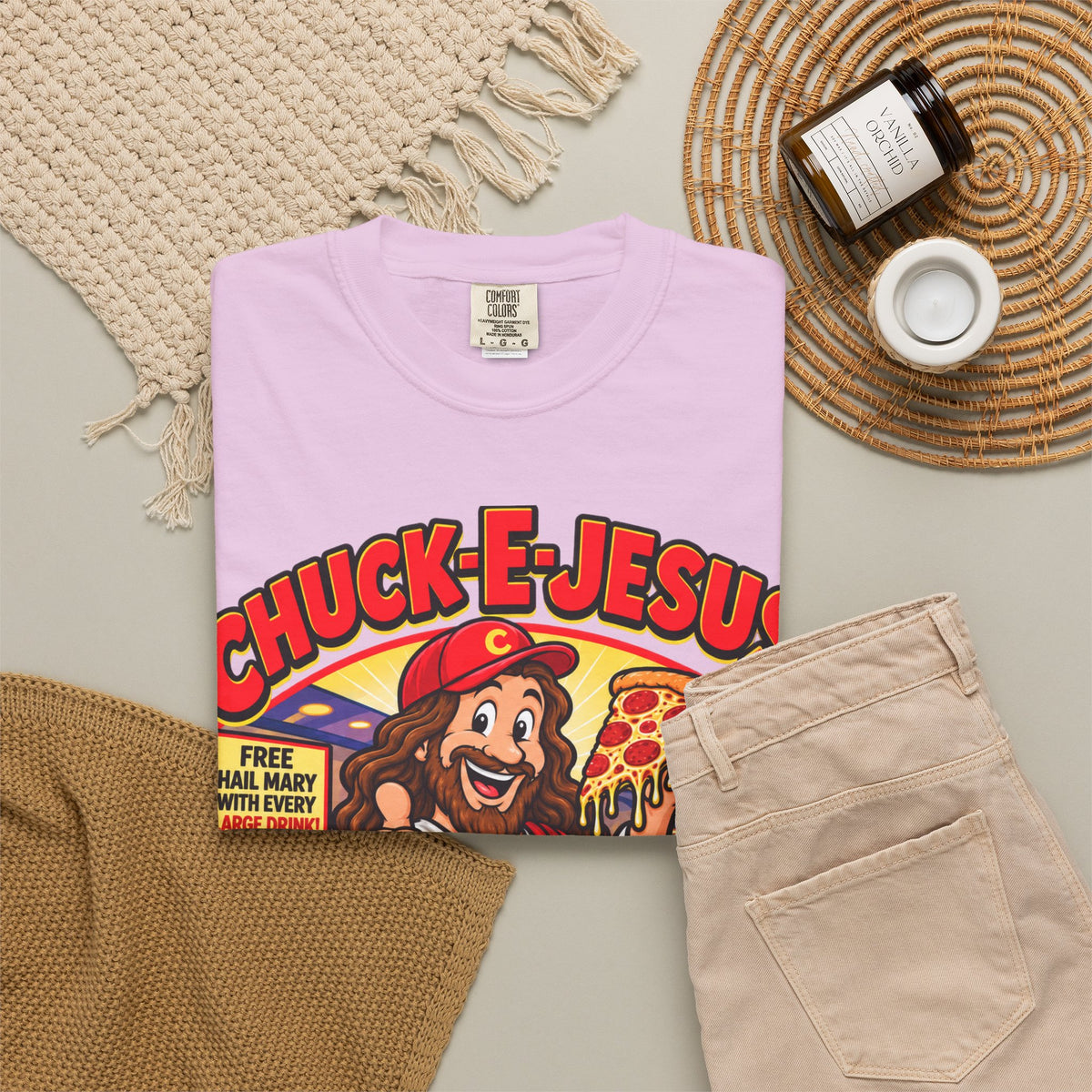 Chuck-E-Jesus – Christ What a Pizza! Funny Graphic T-Shirt