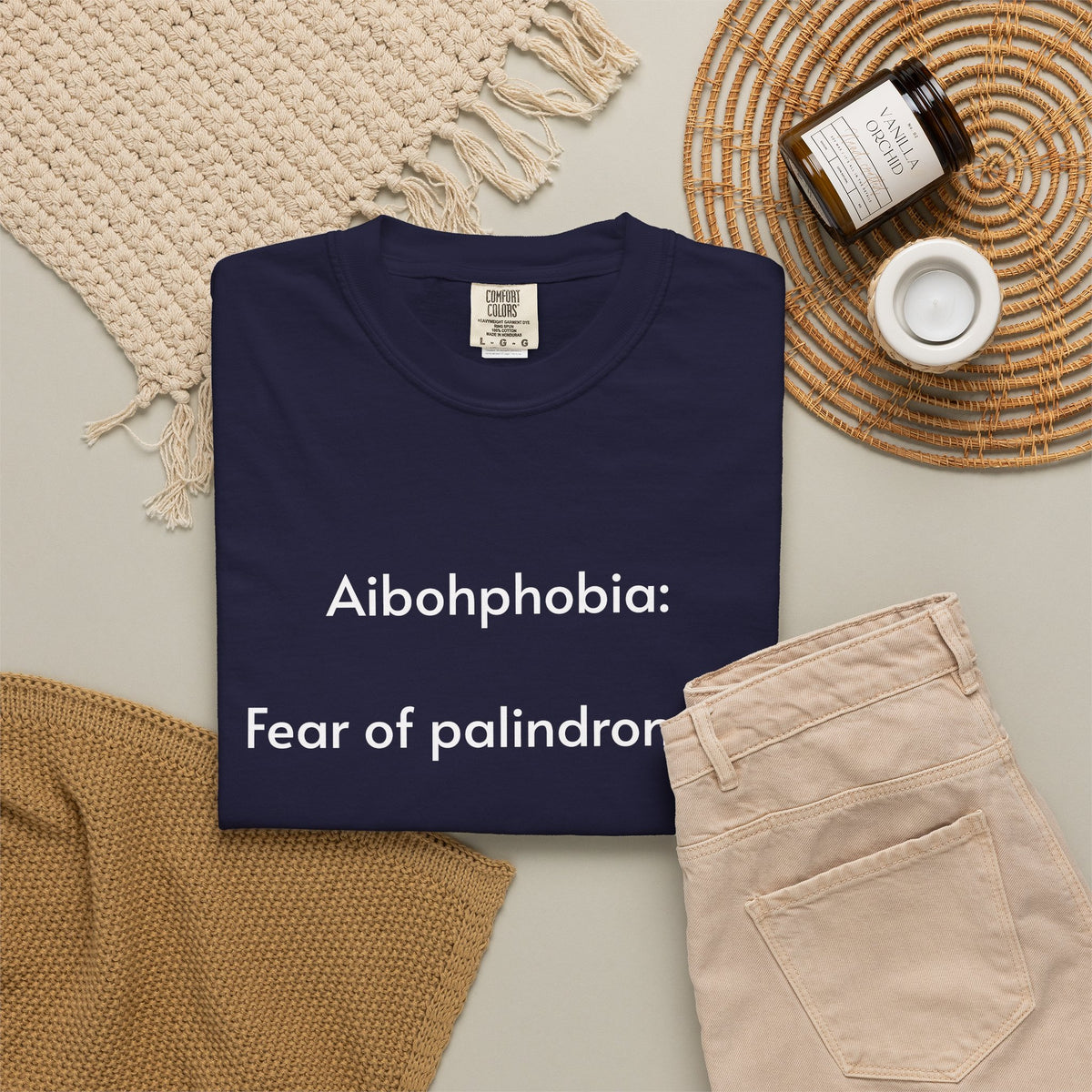 T-Shirt — "Aibohphobia: Fear of palindromes." Funny Wordplay Tee