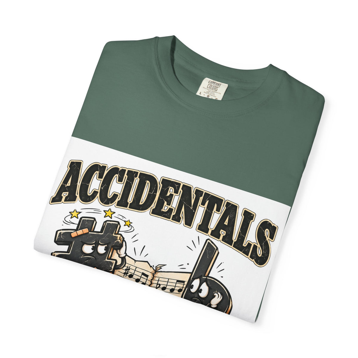Accidentals Happen T-Shirt — Music Note Cartoon Graphic Tee