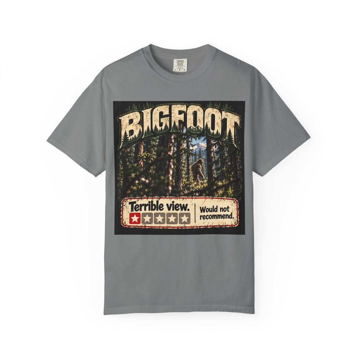 Bigfoot Woodland Graphic T-Shirt — "Terrible View. Would Not Recommend."