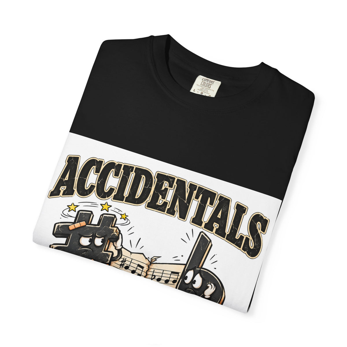 Accidentals Happen T-Shirt — Music Note Cartoon Graphic Tee