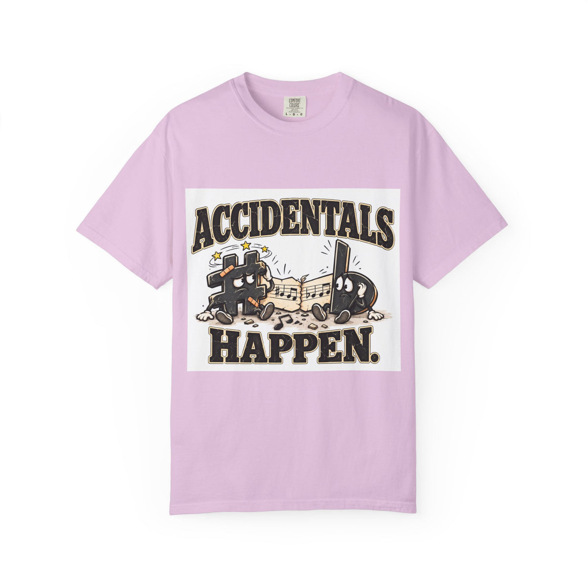 Accidentals Happen T-Shirt — Music Note Cartoon Graphic Tee