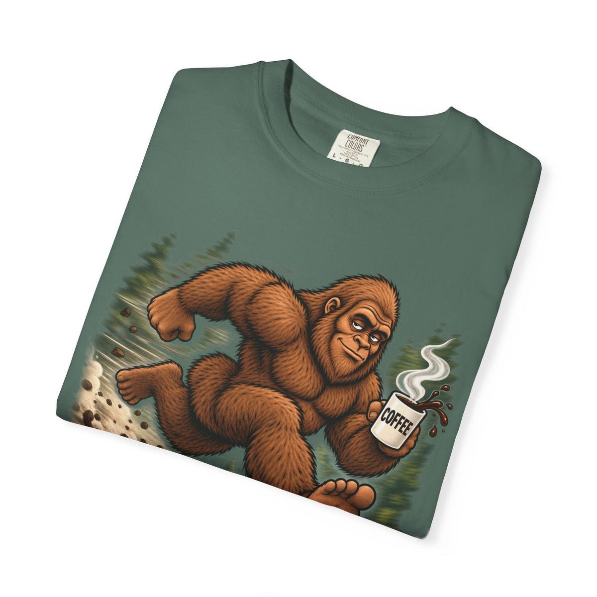 Bigfoot Runs on Coffee – Funny Sasquatch T-Shirt