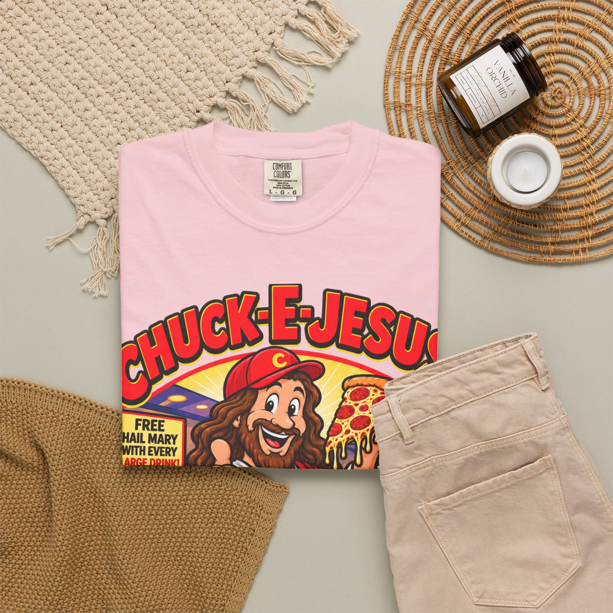 Chuck-E-Jesus – Christ What a Pizza! Funny Graphic T-Shirt