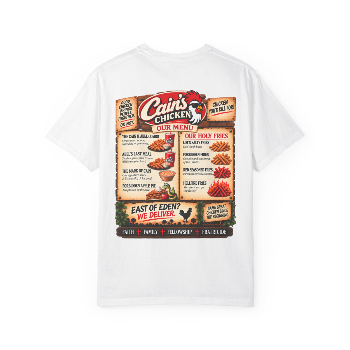 Cain's Chicken – You Won't Be Abel to Say No! Funny Biblical T-Shirt