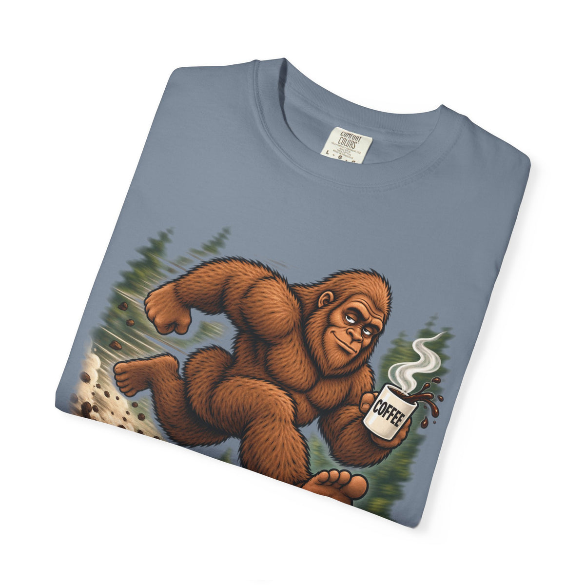 Bigfoot Runs on Coffee – Funny Sasquatch T-Shirt