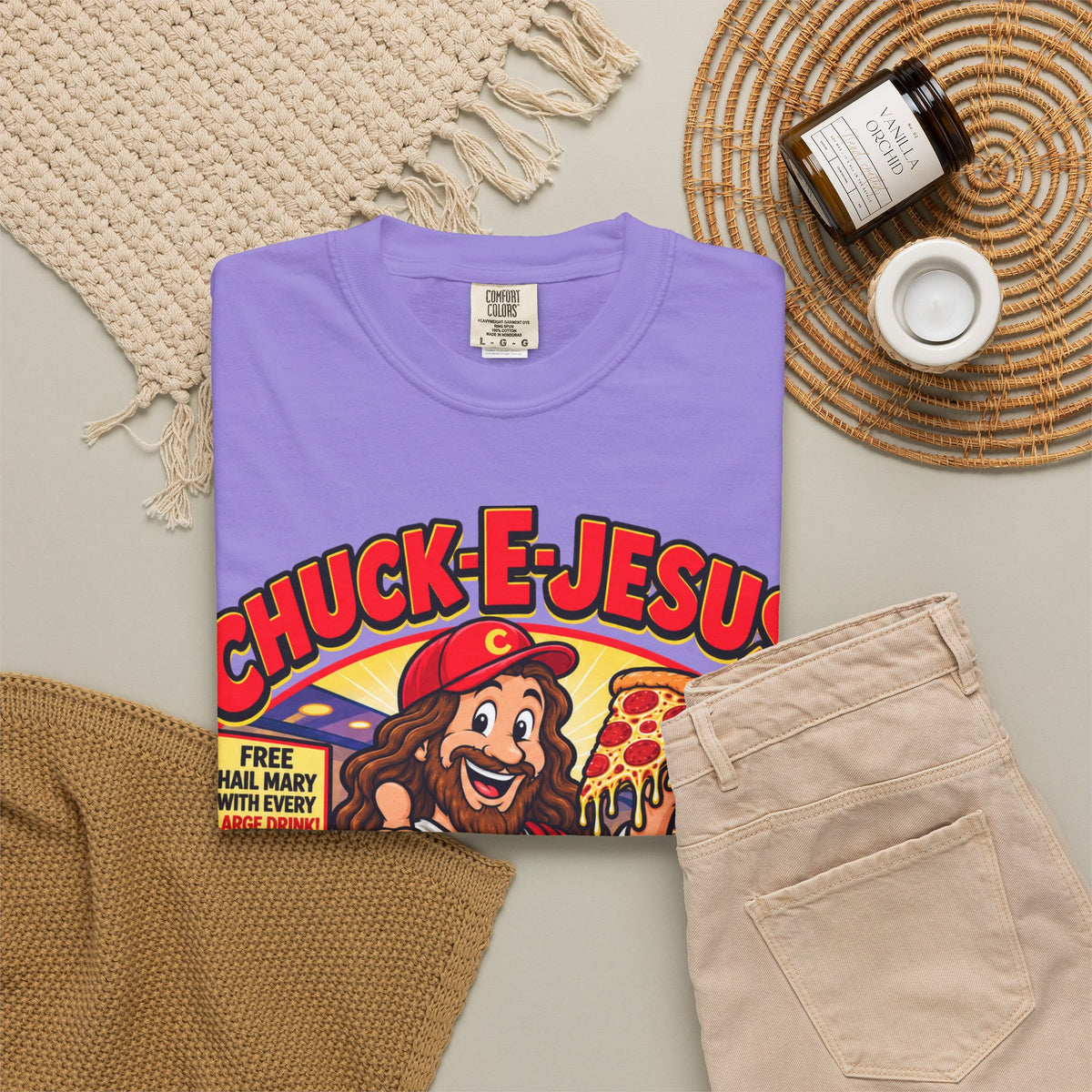 Chuck-E-Jesus – Christ What a Pizza! Funny Graphic T-Shirt