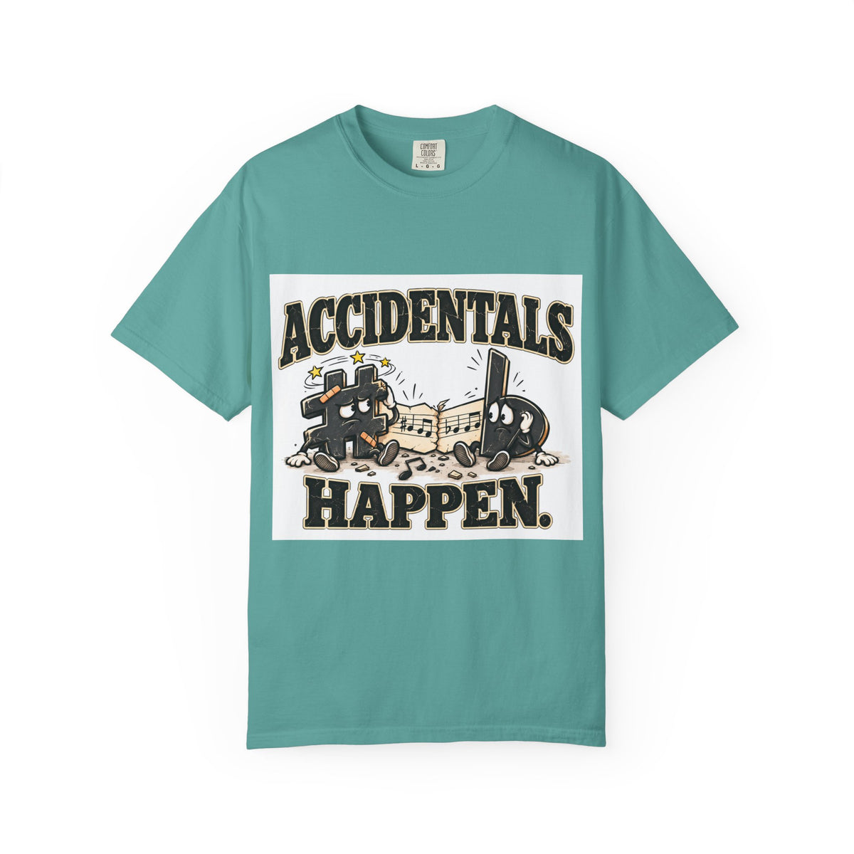Accidentals Happen T-Shirt — Music Note Cartoon Graphic Tee