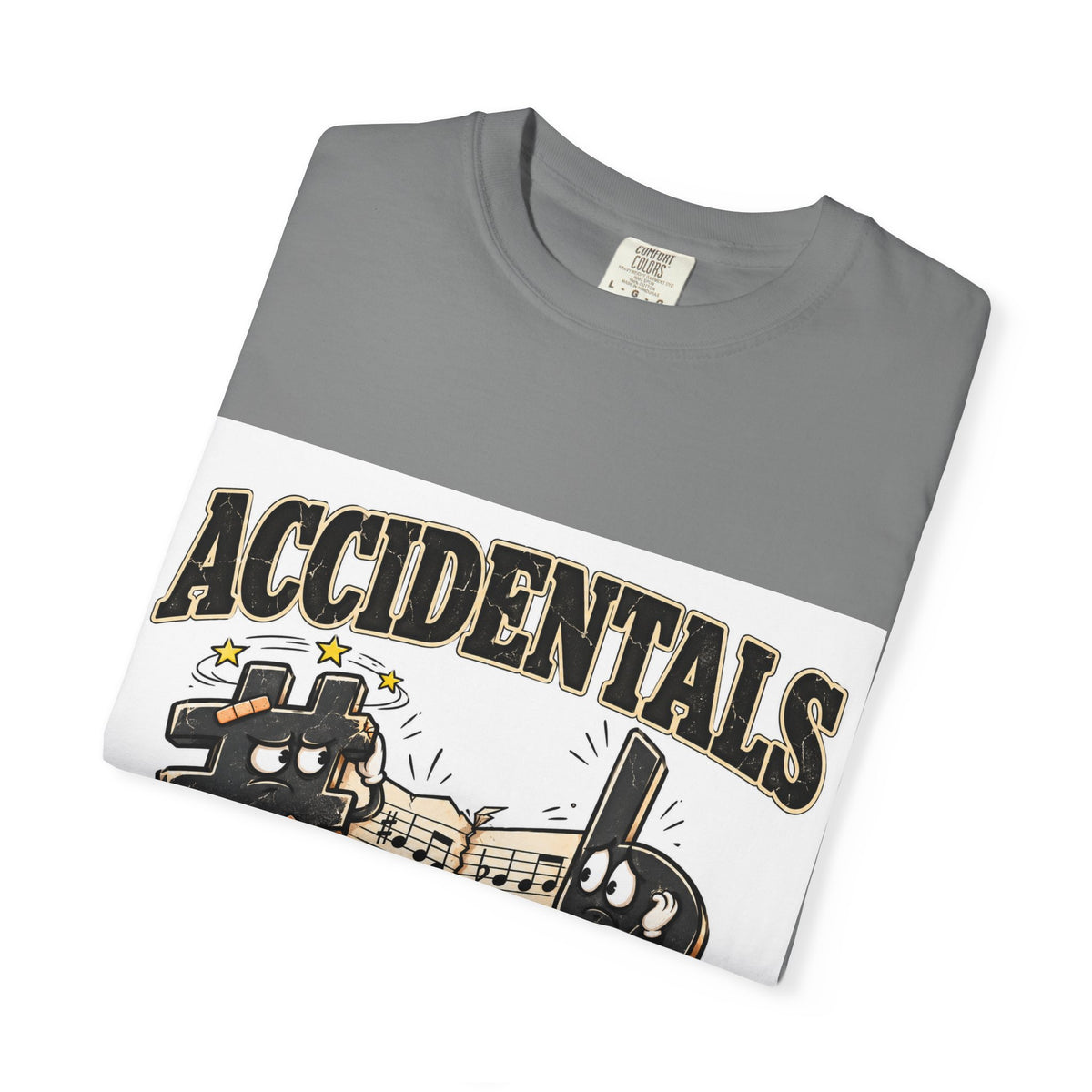 Accidentals Happen T-Shirt — Music Note Cartoon Graphic Tee