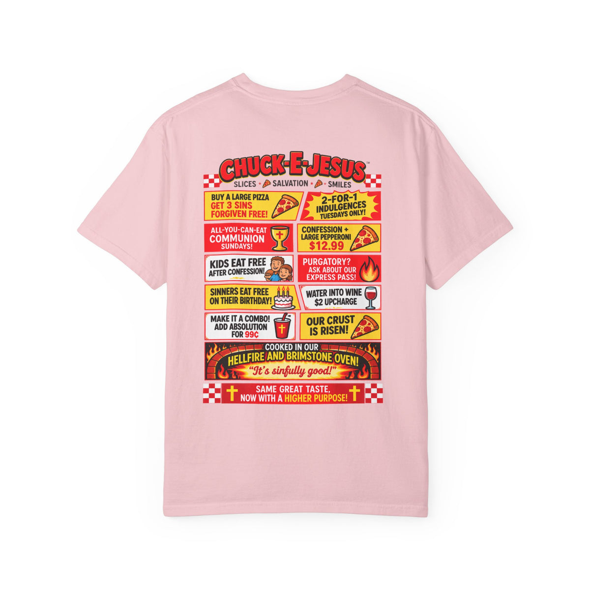 Chuck-E-Jesus – Christ What a Pizza! Funny Graphic T-Shirt