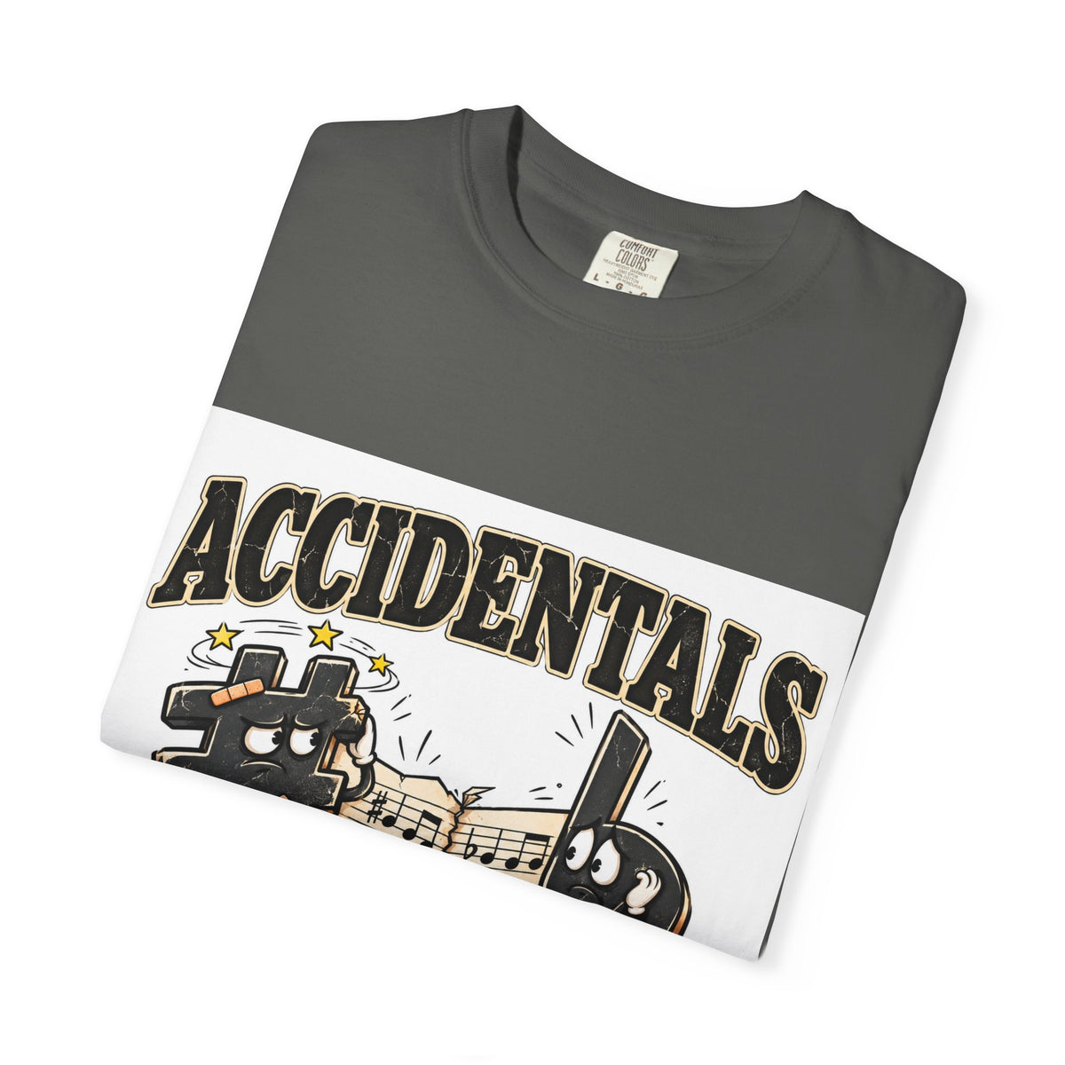 Accidentals Happen T-Shirt — Music Note Cartoon Graphic Tee