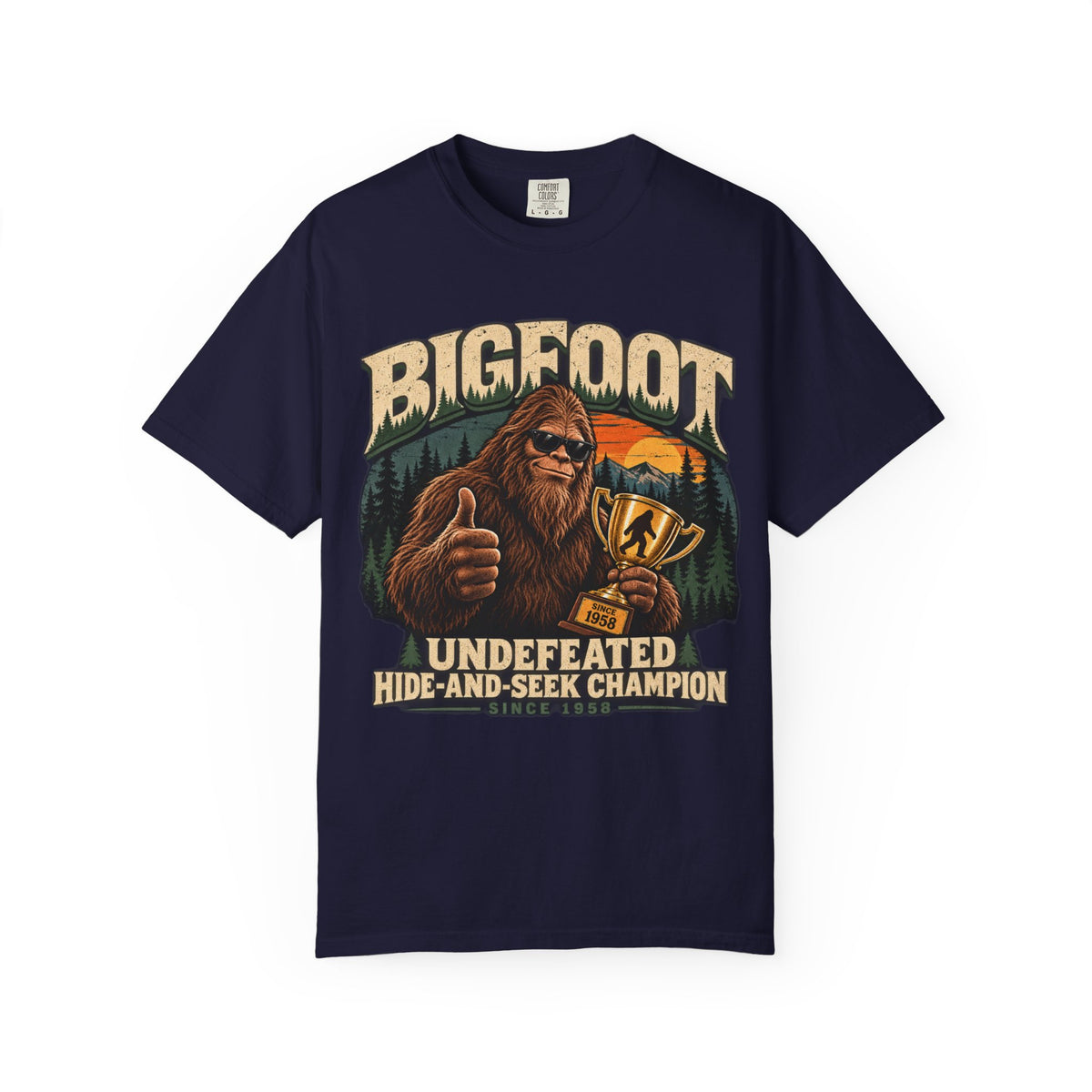 Bigfoot: Undefeated Hide-and-Seek Champion – Funny Sasquatch T-Shirt
