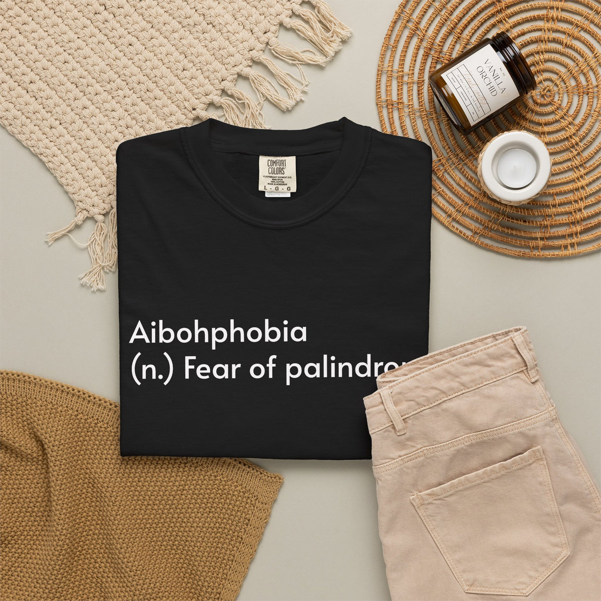 T-Shirt — "Aibohphobia: Fear of palindromes." Funny Wordplay Tee