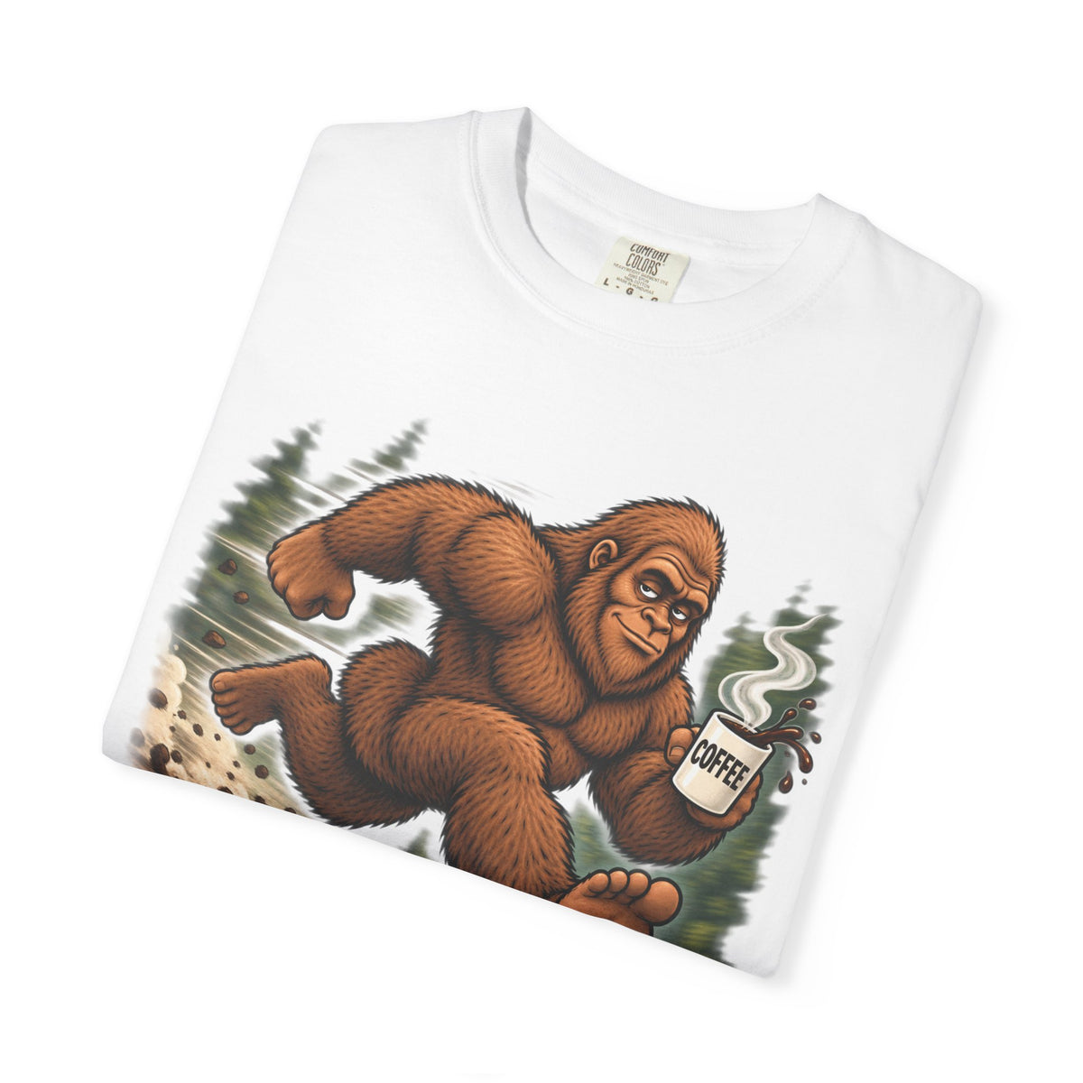 Bigfoot Runs on Coffee – Funny Sasquatch T-Shirt