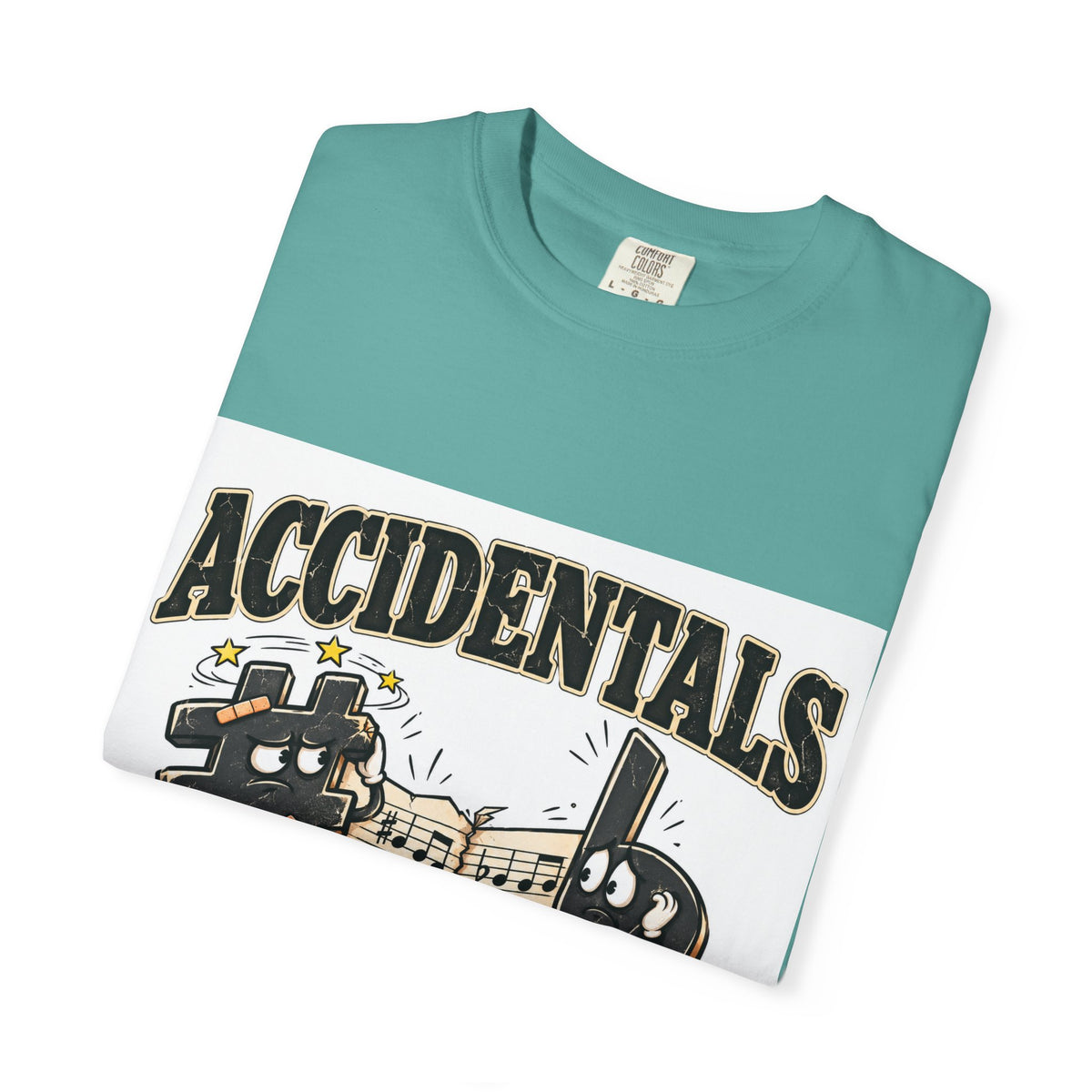 Accidentals Happen T-Shirt — Music Note Cartoon Graphic Tee