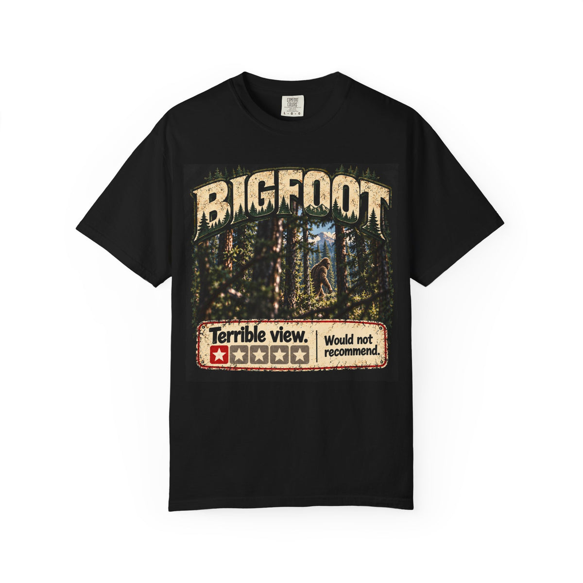 Bigfoot Woodland Graphic T-Shirt — "Terrible View. Would Not Recommend."